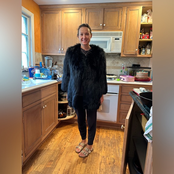 Theory Black Teddy Jacket Natural Blue Fox size M - Picture 9 of 12